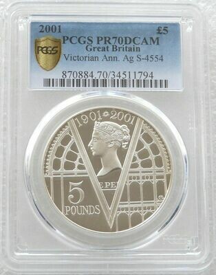 2001 Queen Victoria £5 Silver Proof Coin PCGS PR70 DCAM