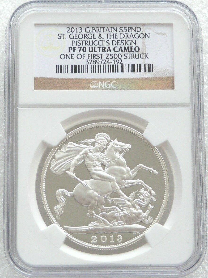 2013 Prince George Royal Birth St George and the Dragon £5 Silver Proof Coin NGC PF70