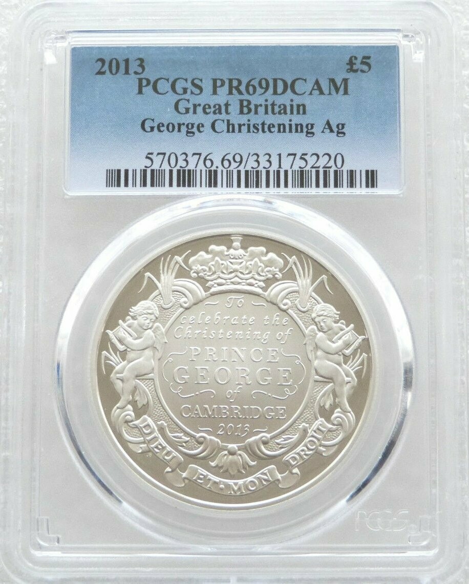 2013 Prince George Royal Christening £5 Silver Proof Coin PCGS PR69 DCAM