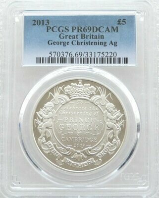 2013 Prince George Royal Christening £5 Silver Proof Coin PCGS PR69 DCAM