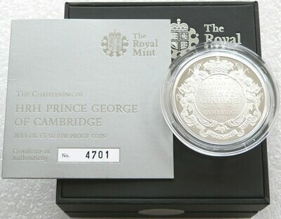 2013 Prince George Royal Christening £5 Silver Proof Coin Box Coa