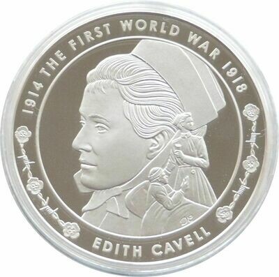 2015 First World War Edith Cavell £5 Silver Proof Coin Box Coa - Mintage 500