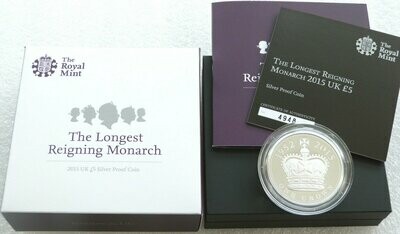 2015 Longest Reigning Monarch £5 Silver Proof Coin Box Coa