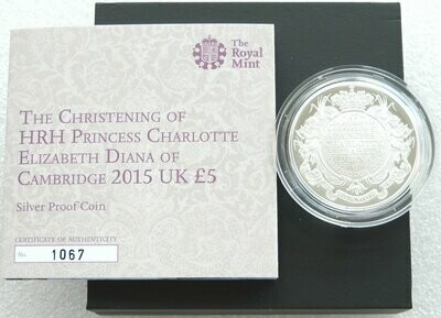 2015 Princess Charlotte Christening £5 Silver Proof Coin Box Coa
