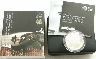 2015 Winston Churchill £5 Silver Proof Coin Box Coa