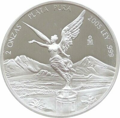 2005 Mexico Libertad Angel Silver Proof 2oz Coin - Mintage 600