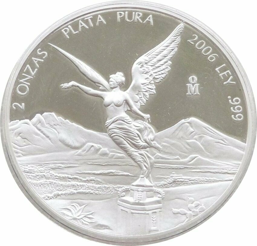 2006 Mexico Libertad Angel Silver Proof 2oz Coin - Mintage 1100