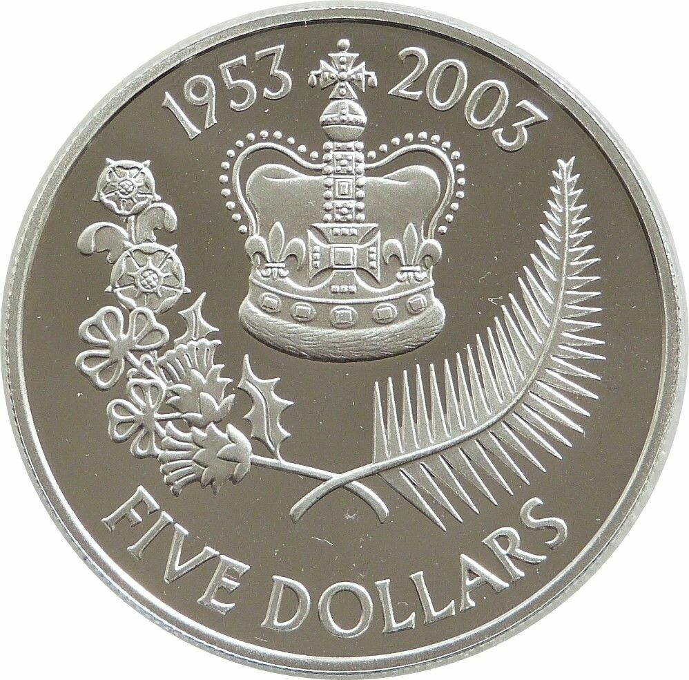 2003 New Zealand Queens Coronation $5 Silver Gold Proof Coin