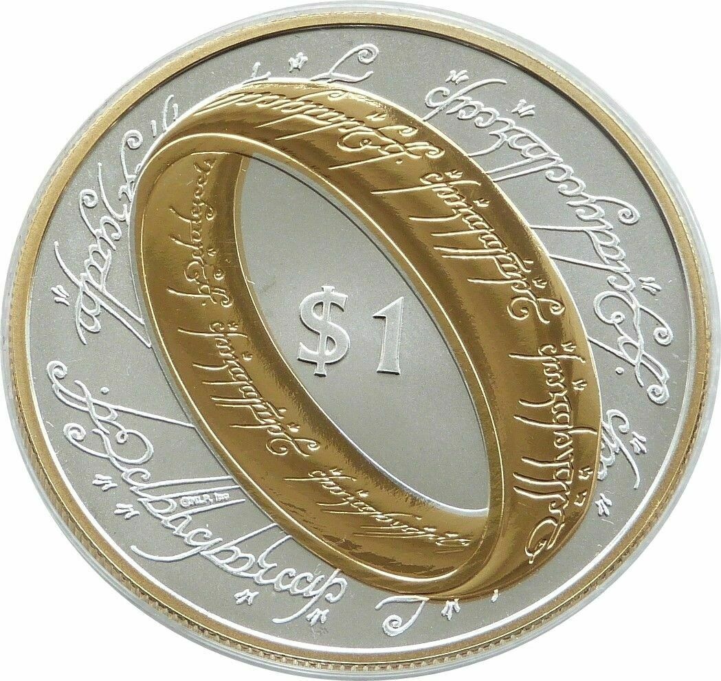 Lord of the Rings Coin Silver & Gold 1 Dollar Film Novel Book Movie Medal Unique 