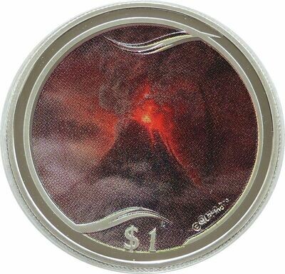 2003 New Zealand Lord of the Rings Mount Doom Colour $1 Silver Proof Coin