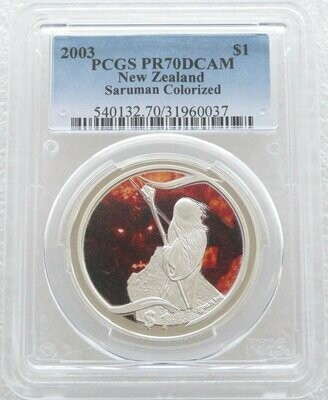 2003 New Zealand Lord of the Rings Saruman $1 Silver Proof Coin PCGS PR70 DCAM