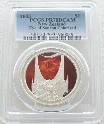 2003 New Zealand Lord of the Rings Eye of Sauron $1 Silver Proof Coin PCGS PR70
