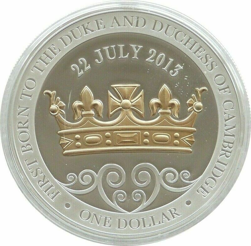 2013 New Zealand Royal Baby Prince George $1 Silver Gold Proof 1oz Coin Box Coa