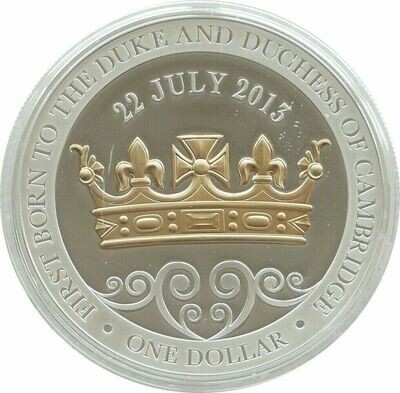 2013 New Zealand Royal Baby Prince George $1 Silver Gold Proof 1oz Coin Box Coa