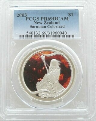 2003 New Zealand Lord of the Rings Saruman $1 Silver Proof Coin PCGS PR69 DCAM