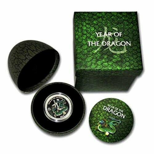 2012 Niue Lunar Dragon $2 Silver Coin Box Coa - Special Reptile Egg Shell Case
