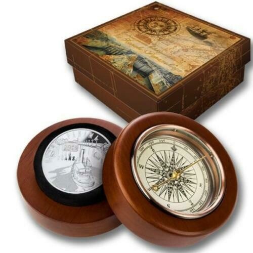 2014 Niue Panama Canal Compass $1 Silver Proof Coin Box Coa