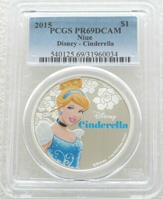 2015 Niue Disney Cinderella $2 Silver Proof 1oz Coin PCGS PR69 DCAM