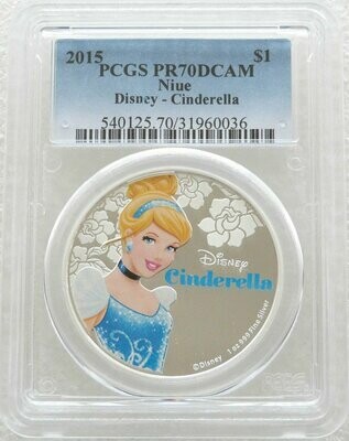 2015 Niue Disney Cinderella $2 Silver Proof 1oz Coin PCGS PR70 DCAM