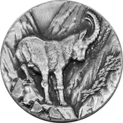 2014 Niue Swiss Wildlife High Relief Capricorn $2 Silver Antique 1oz Coin Box Coa