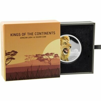 2016 Niue Kings of the Continents African Lion $2 Silver Proof 1oz Coin Box Coa