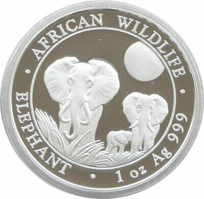 2014 Somalia Elephant 100 Shillings Silver Proof 1oz Coin