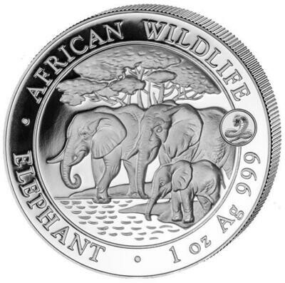2013 Somalia Snake Privy Elephant 100 Shillings Silver 1oz Coin