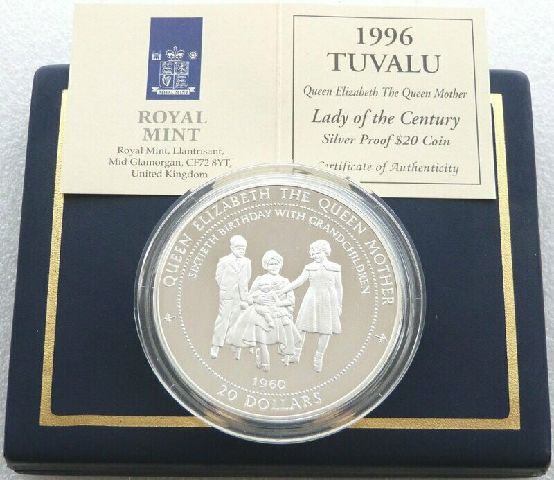 1996 Tuvalu Lady of the Century $20 Silver Proof 5oz Coin Box Coa 1996 Tuvalu Lady of the Century $20 Silver Proof 5oz Coin Box Coa