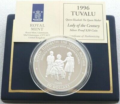 1996 Tuvalu Lady of the Century $20 Silver Proof 5oz Coin Box Coa 1996 Tuvalu Lady of the Century $20 Silver Proof 5oz Coin Box Coa