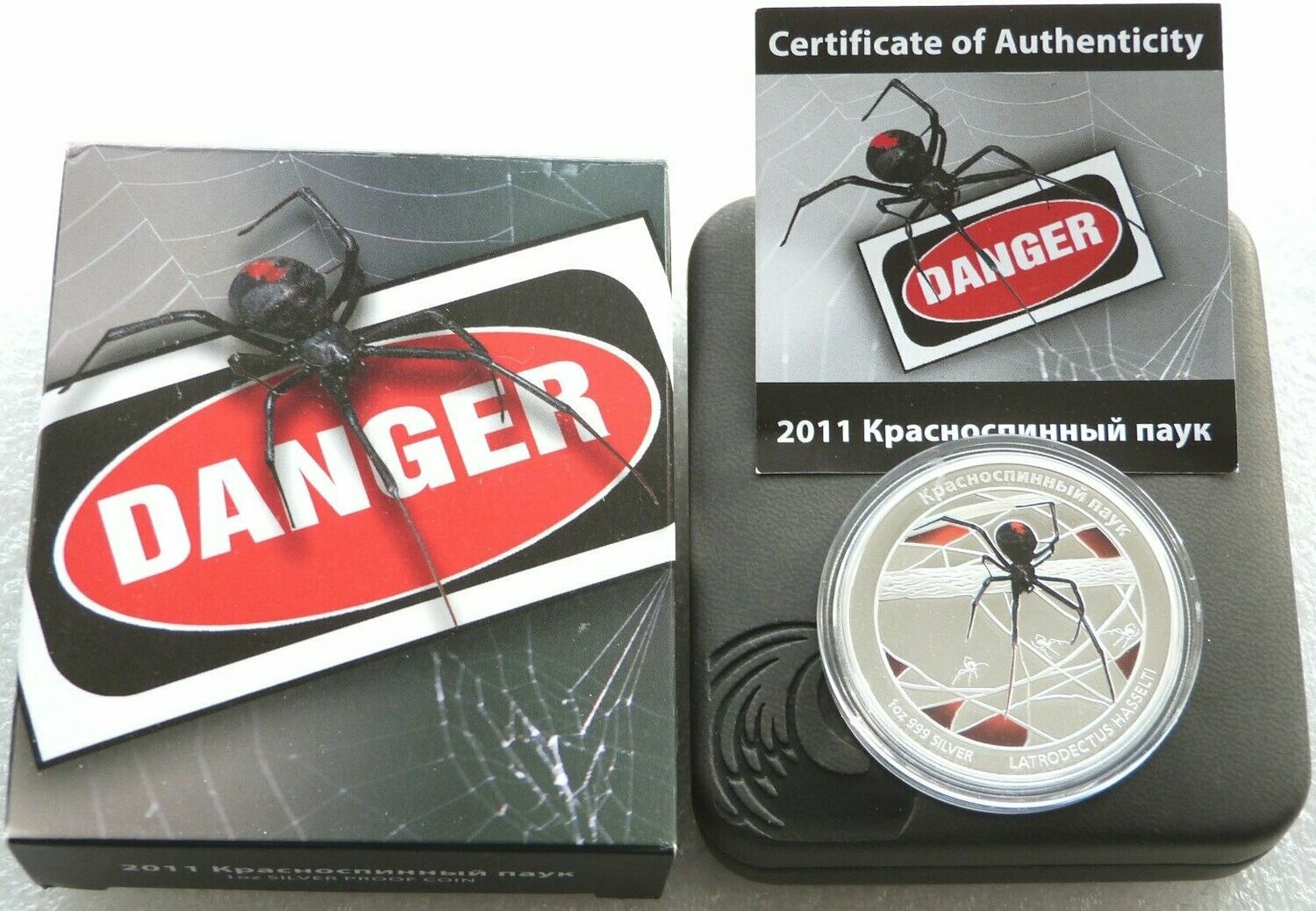 Tuvalu 2011 1 $ Deadly and Dangerous-Redback Spider 1 oz Proof Silver Coin 