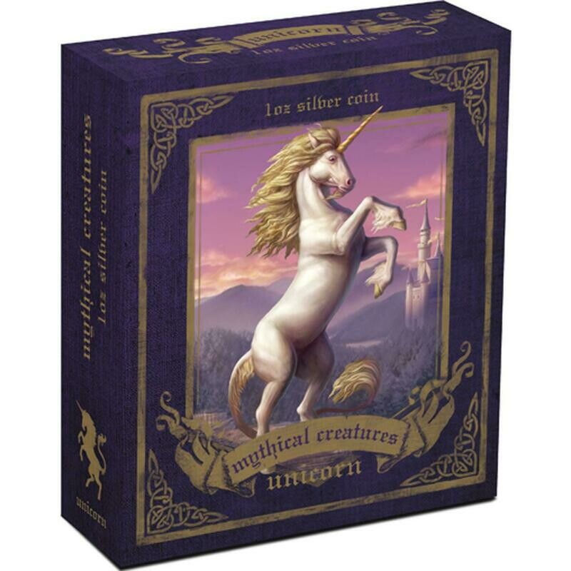 2013 Tuvalu Mythical Creatures Unicorn $1 Silver Proof 1oz Coin Box Coa