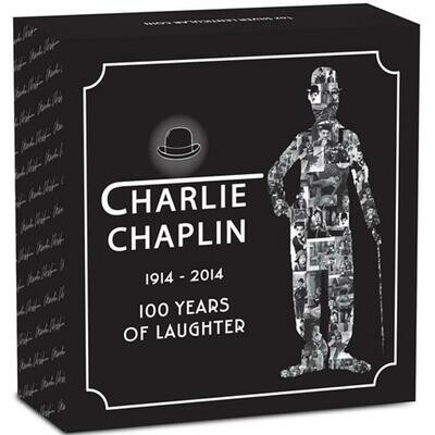 2014 Tuvalu Charlie Chaplin Lenticular $1 Silver Proof 1oz Coin Bar Box Coa