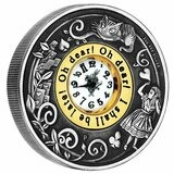 2015 Tuvalu Alice in Wonderland Clock $2 Antique Silver 2oz Coin Box Coa