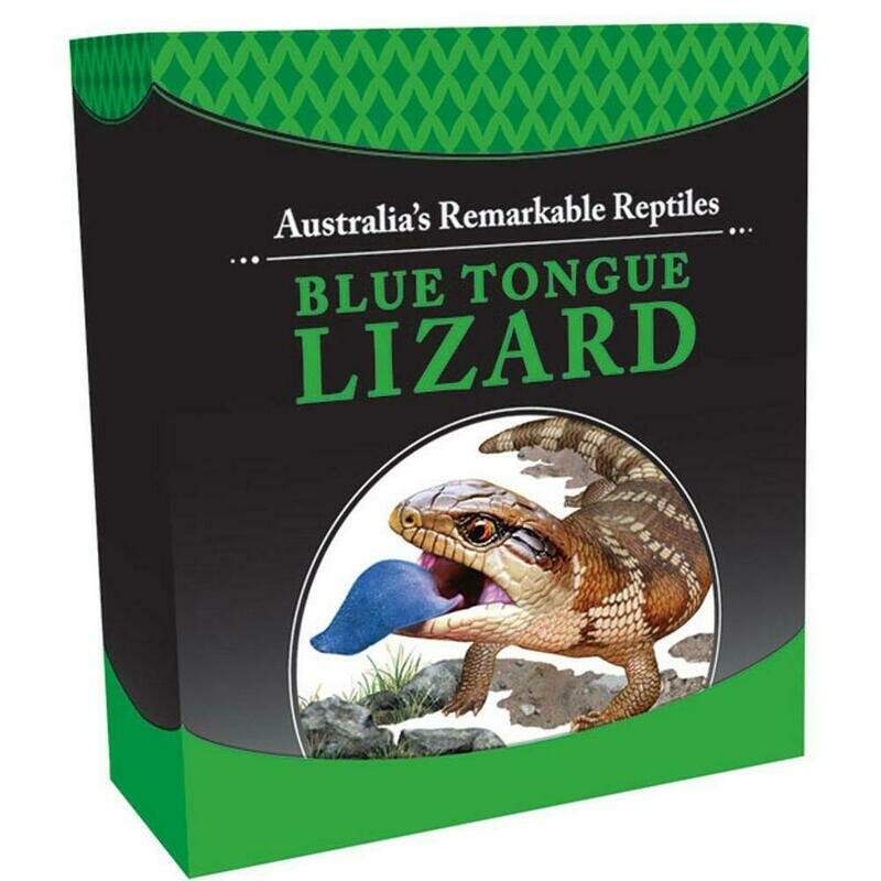 2015 Tuvalu Blue Tongue Lizard $1 Silver Proof 1oz Coin Box Coa