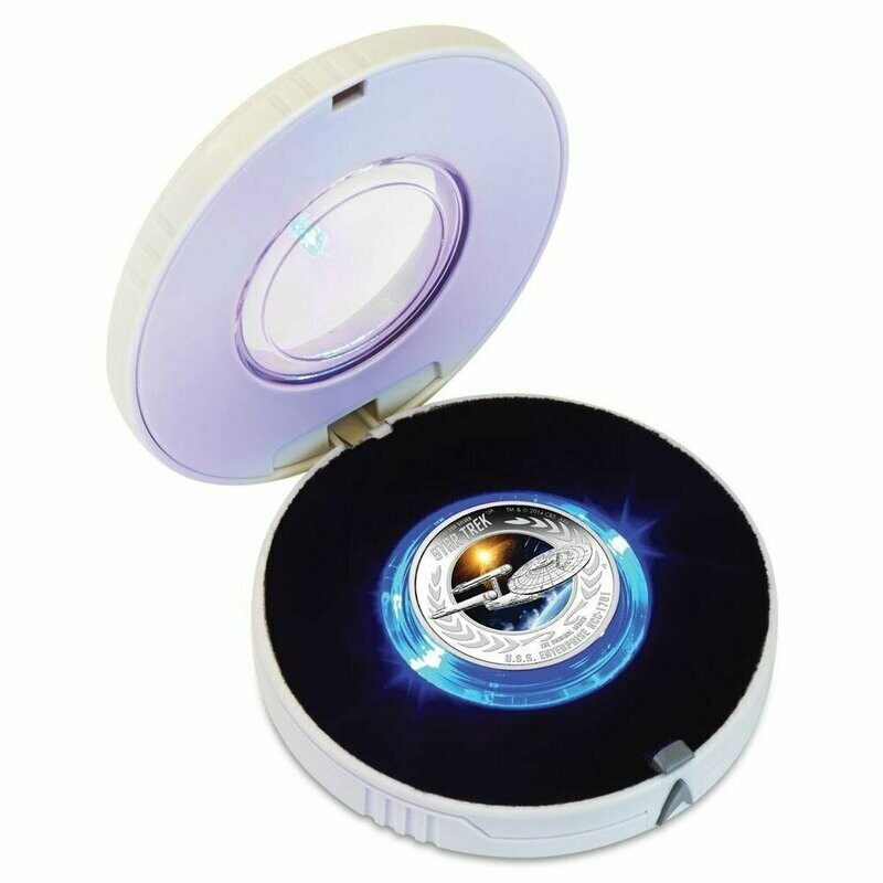 2015 Tuvalu Star Trek USS Enterprise NCC 1701 $1 Silver Proof 1oz Coin Box Coa