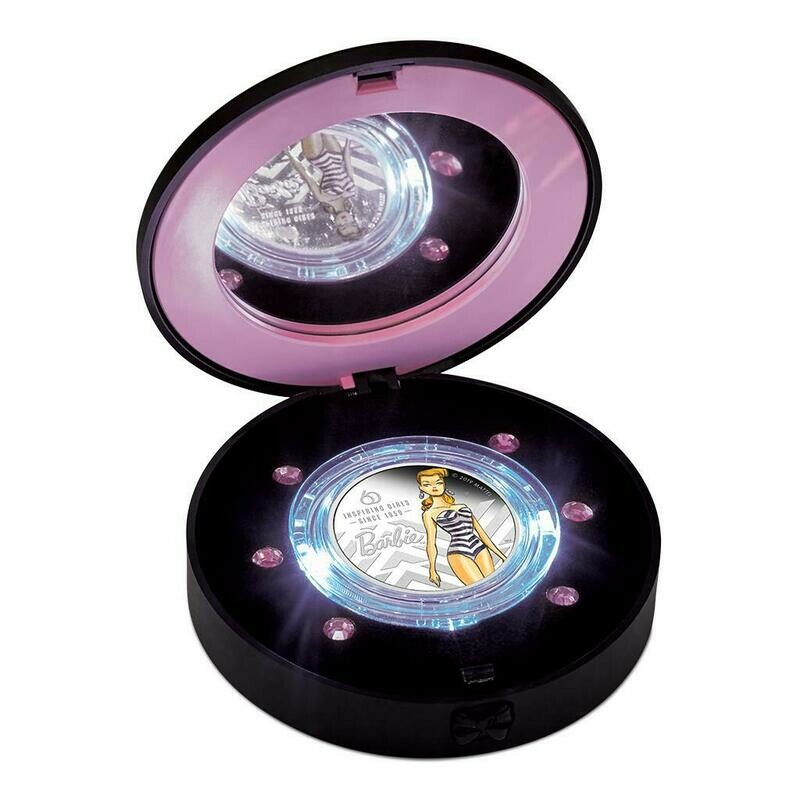 2019 Tuvalu Mattel Barbie 60th Anniversary $1 Silver Proof 1oz Coin Box Coa