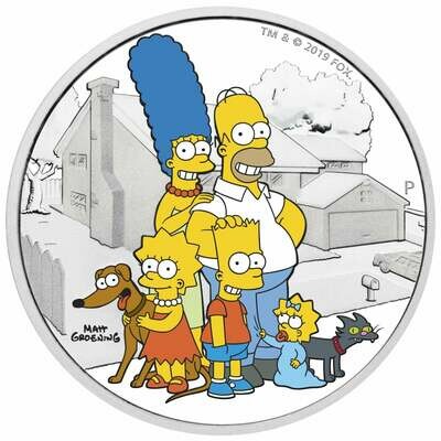 2019 Tuvalu The Simpsons Family $2 Silver Proof 2oz Coin Box Coa