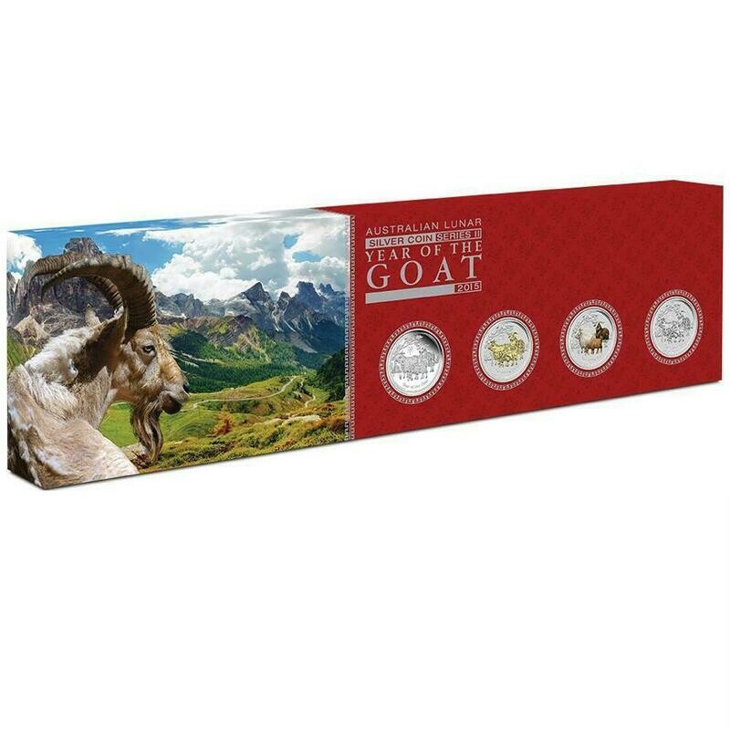 2015-P Australia Lunar Goat $1 Silver 4 Coin Type Set Box Coa