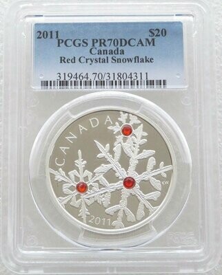 2011 Canada Swarovski Crystal Snowflake Hyacinth Red $20 Silver Proof 1oz Coin PCGS PR70 DCAM