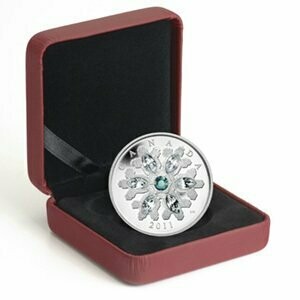 2011 Canada Swarovski Crystal Snowflake Emerald $20 Silver Proof 1oz Coin Box Coa