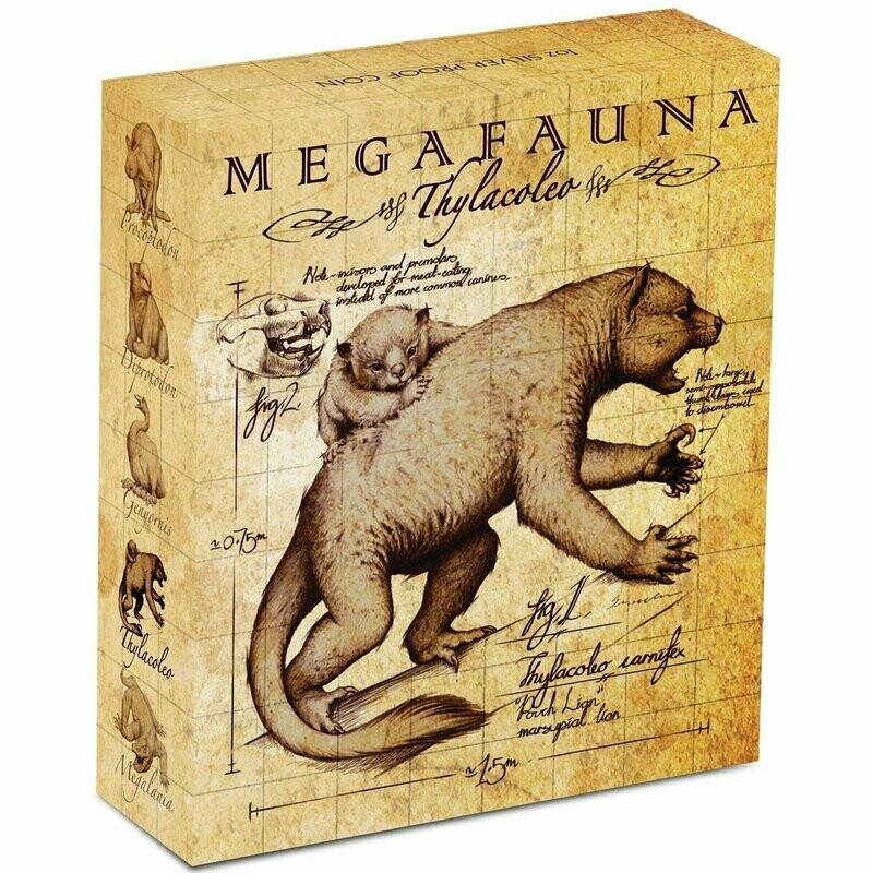 2014 Australia Megafauna Thylacoleo $1 Silver Proof 1oz Coin Box Coa