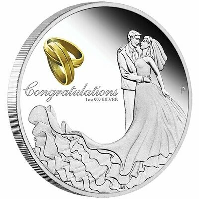2016 Australia Wedding Happy Ever After $1 Silver Proof 1oz Coin Box Coa