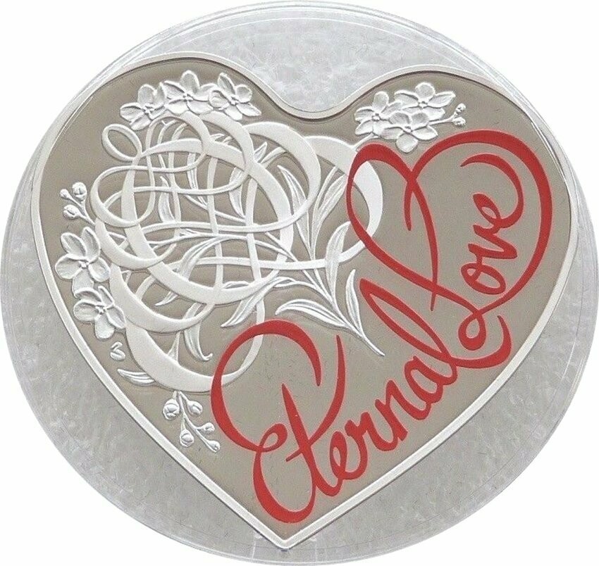2015 Australia Eternal Love Heart Shaped $5 Silver Proof 1oz Coin Box Coa