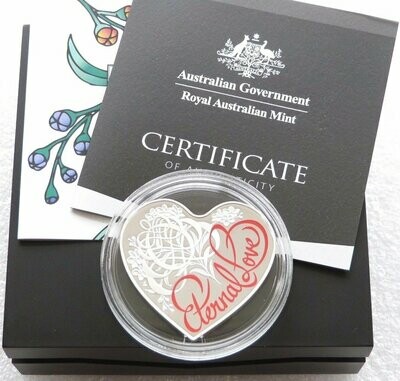 2015 Australia Eternal Love Heart Shaped $5 Silver Proof 1oz Coin Box Coa