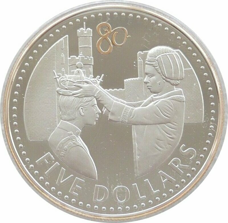 2006 Cayman Islands Queens 80th Birthday $5 Silver Gold Proof Coin