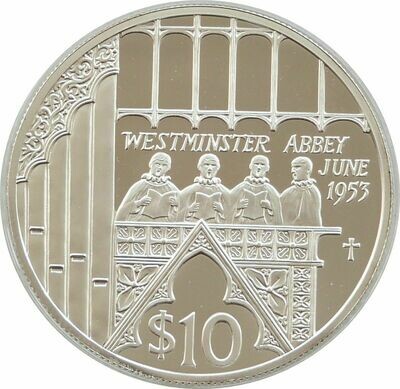 2003 Fiji Golden Jubilee Westminster Abbey $10 Silver Gold Proof Coin