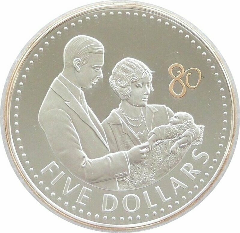 2006 Fiji Queens 80th Birthday $5 Silver Gold Proof Coin