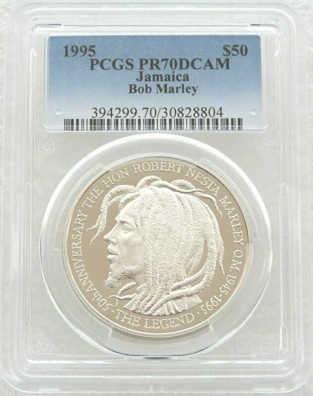 1995 Jamaica Bob Marley $50 Silver Proof Coin PCGS PR70 DCAM
