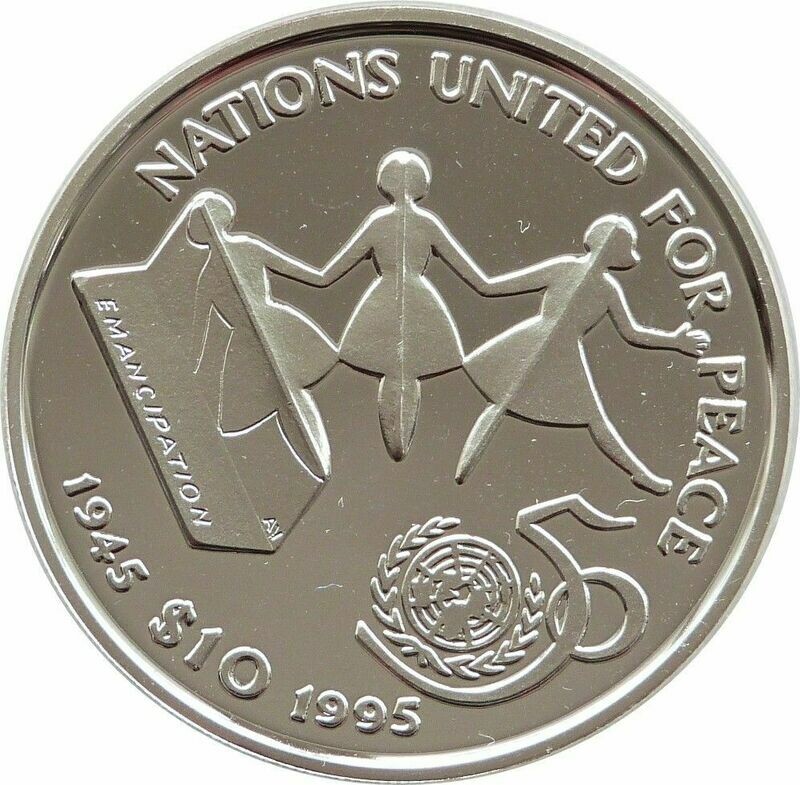 1995 Liberia United Nations $10 Silver Proof 1oz Coin