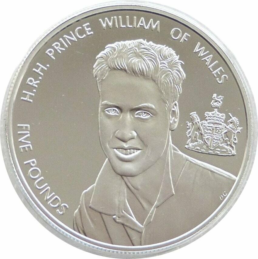 2003 Alderney Prince William 21st Birthday £5 Silver Proof Coin